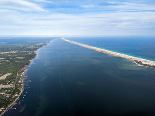 Aerial view of the approach to Pensacola Florida. 