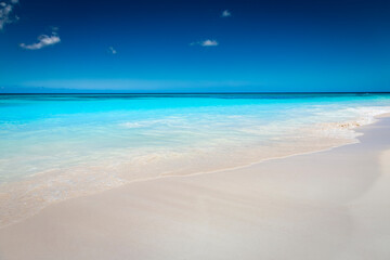 Tropical paradise, sand beach in caribbean Saona Island, Punta Cana, Dominican
