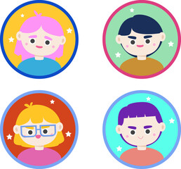 Set of cartoon people. Suitable for your profile picture icon