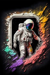 Astronaut kommt durch die Tür 