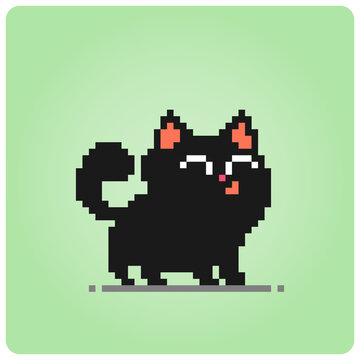 Premium Vector  Pixel 8 bit cat animal for game assets in vector  illustration