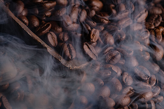 Coffee beans getting roasted 