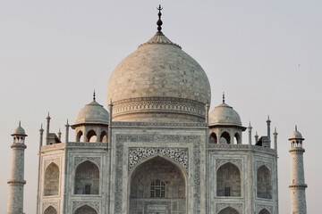 Taj Mahal in Agra, India. Taj Mahal, an ivory-white marble mausoleum on the bank of the yamuna river in the Indian city of Agra, Uttar Pradesh.