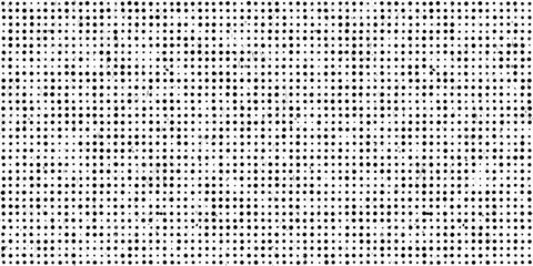 Naklejka premium Seamless vintage distressed halftone dot background pattern. Tileable grunge black printer ink raster dots transparent texture overlay. Retro comic book or print making creative concept backdrop..