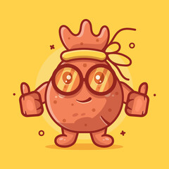 smart money bag character mascot with thumb up hand gesture isolated cartoon in flat style design