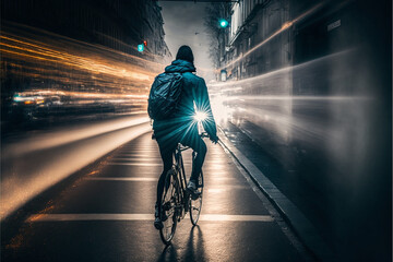 A man riding a bike at hyperspeed rendered 