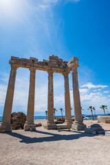 Fototapeta premium Apollo temple ruins in Side near Antalya, Turkey. Side is a popular tourist resort and the Apollo temple is a landmark by the sea 