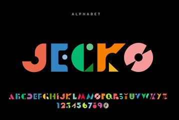 Modern Alphabet Font. creative geometric alphabet color fonts - obrazy, fototapety, plakaty