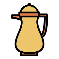 islamic teapot color line icon