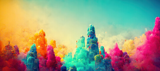 Obraz na płótnie Canvas colorful brush with a blue sky background