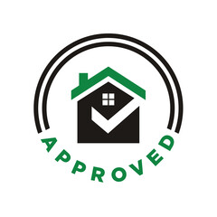house or home  with check list or check mark for approved.