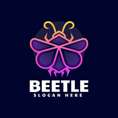 Vector Logo Illustration Beetle Gradient Line Art Style.