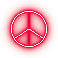 Neon red peace sign, peace speech icon on transparent background