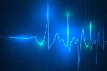 digital heartbeat lines showing on laptop. medical innovation technology abstract.