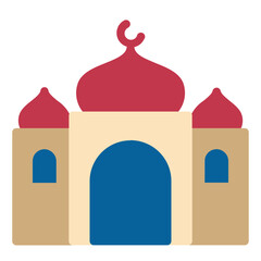 Mosque icon flat. Muslim building to pray. Vector illustration