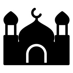 Mosque icon glyph. Muslim building to pray. Vector illustration