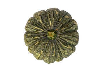 Top view of whole green pumpkin isolated on white background included clipping path.