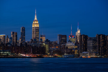 New York City skyline, Manhattan skyline after sunset