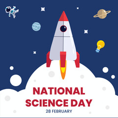 Flat National science day background suitable for, brochure, poster, backdrop and social media