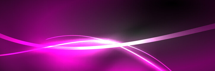 Neon glowing fluid wave lines, magic energy space light concept, abstract background wallpaper design