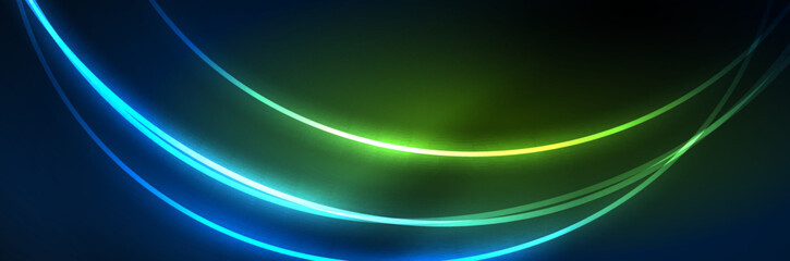 Blue neon glowing lines, magic energy space light concept, abstract background wallpaper design