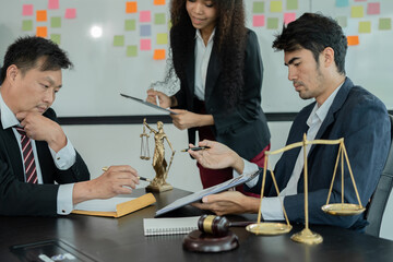 Lawyers having  Concepts of  Legal services at the law office work .