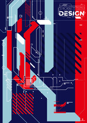 cyberpunk retro futuristic poster vector illustration