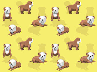 Dog Bulldog Cartoon Character Seamless Wallpaper Background
