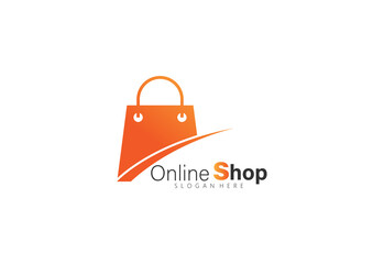 Online Shop Logo designs Template. Illustration vector graphic of shopping cart and shop bag combination logo design concept. Perfect for Ecommerce, sale, discount or store web element.