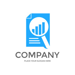 Fototapeta premium Document search vector logo template. This logo with magnifying glass symbol. Suitable for office.