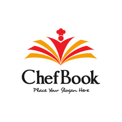 Chef book or food recipe vector logo template. This logo with people use chef hat. Suitable for course, learning, study and student.