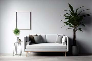 interior of a contemporary mock up scene with blank text area. Generative AI