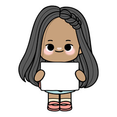 girl with paper name tag