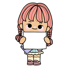 girl with paper name tag