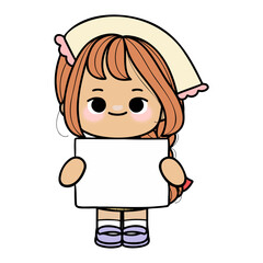 girl with paper name tag