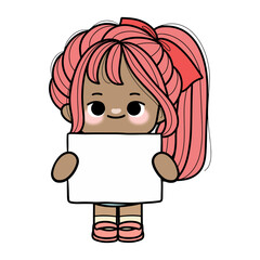 girl with paper name tag