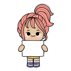 girl with paper name tag