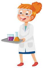Scientist girl cartoon character