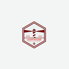 vintage lighthouse logo illustration template design