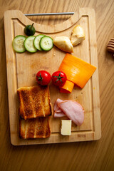 a sandwich for a morning breakfast at home and at work