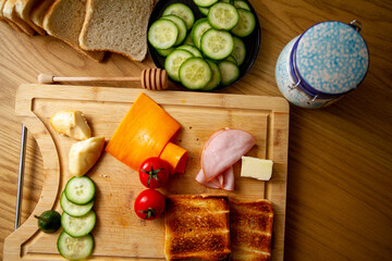 a sandwich for a morning breakfast at home and at work