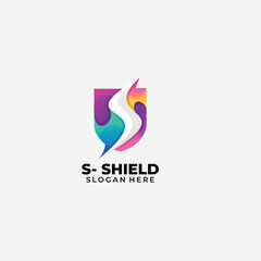 letter s shield logo design color illustration