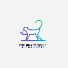 monkey line art logo design gradient color