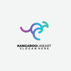 kangaroo line logo template illustration design vector