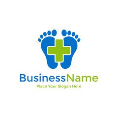Obraz premium Foot care vector logo template. This design with cross symbol and suitable for health care.