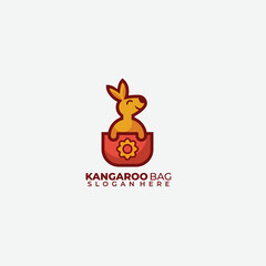 cute kangaroo logo illustration template design color