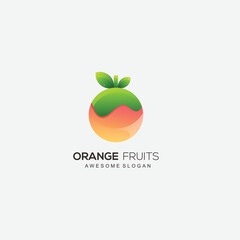 orange fruit design art logo gradient color