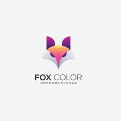 fox head logo colorful design template