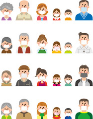 三世代家族マスクベクターセット