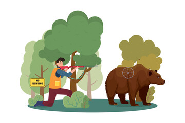 Illegal Hunting Illustration concept on white background